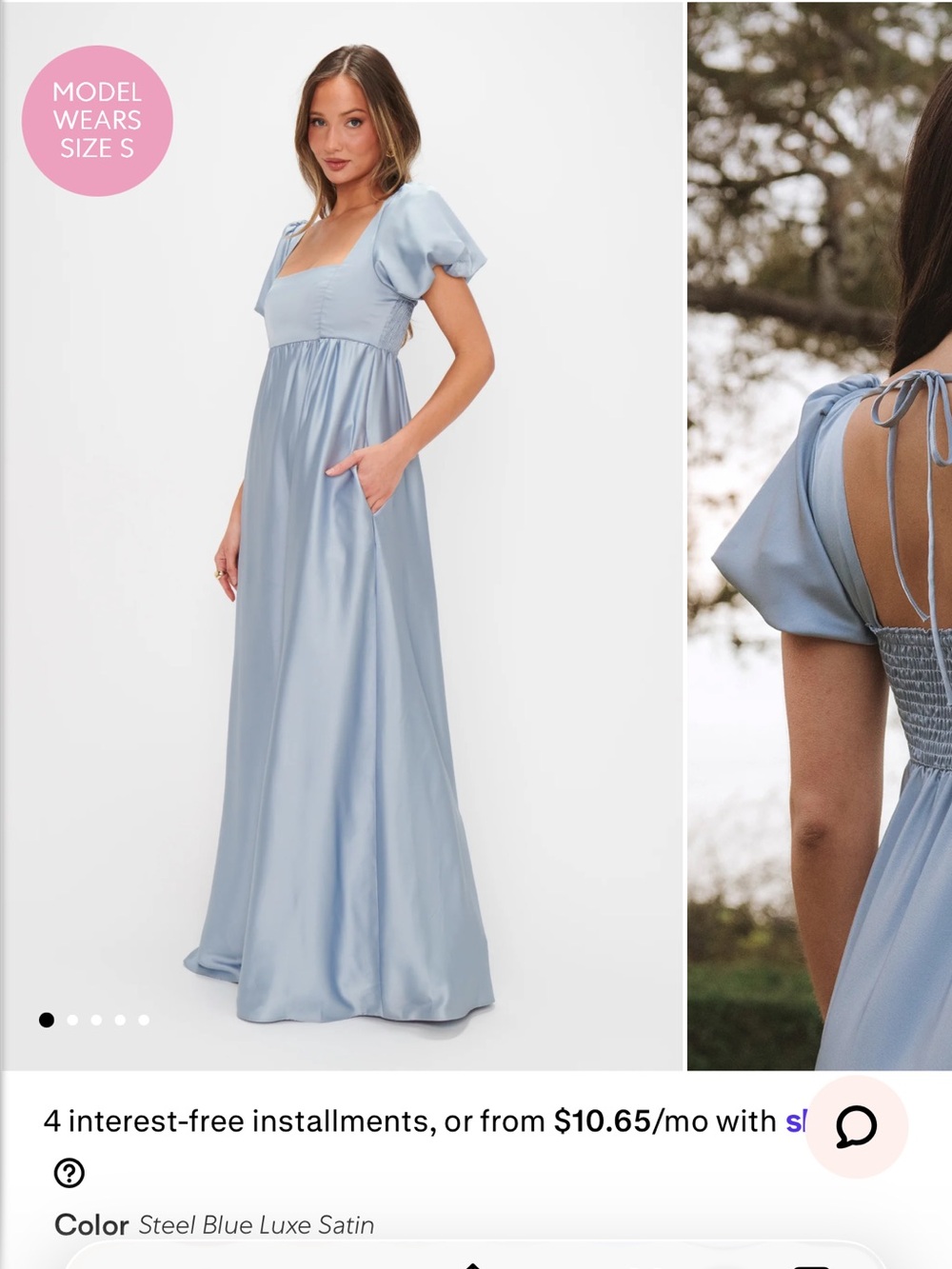 Show me your MuMu Steel Blue Luxe Satin Nora maxi dress